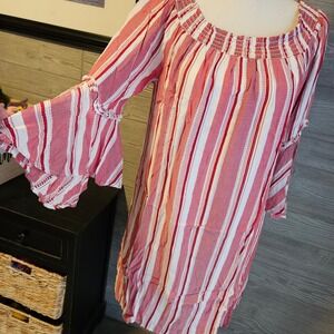 Luxology Red and White Striped Dress | Size 10